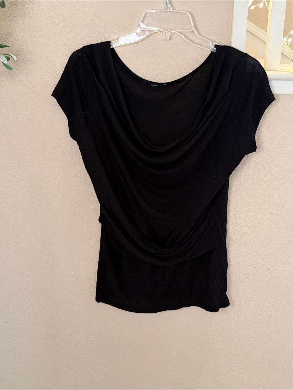 Tahari Draped Short-Sleeve Women's Top - Black